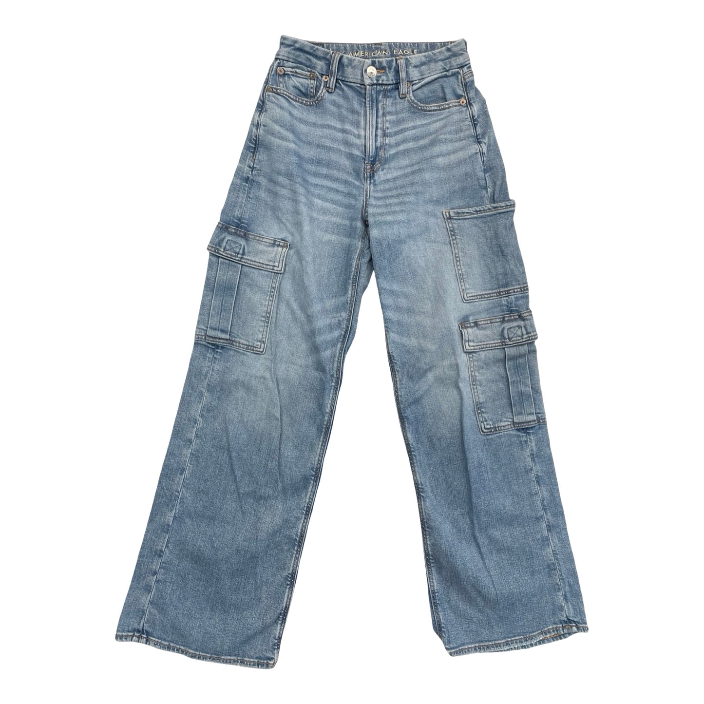 Jeans Wide Leg By American Eagle In Blue Denim, Size:0