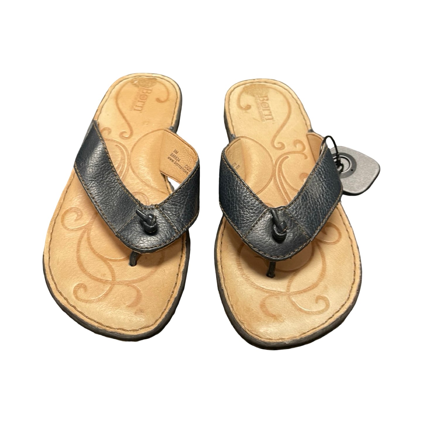 Sandals Flip Flops By Born In Black & Tan, Size:9