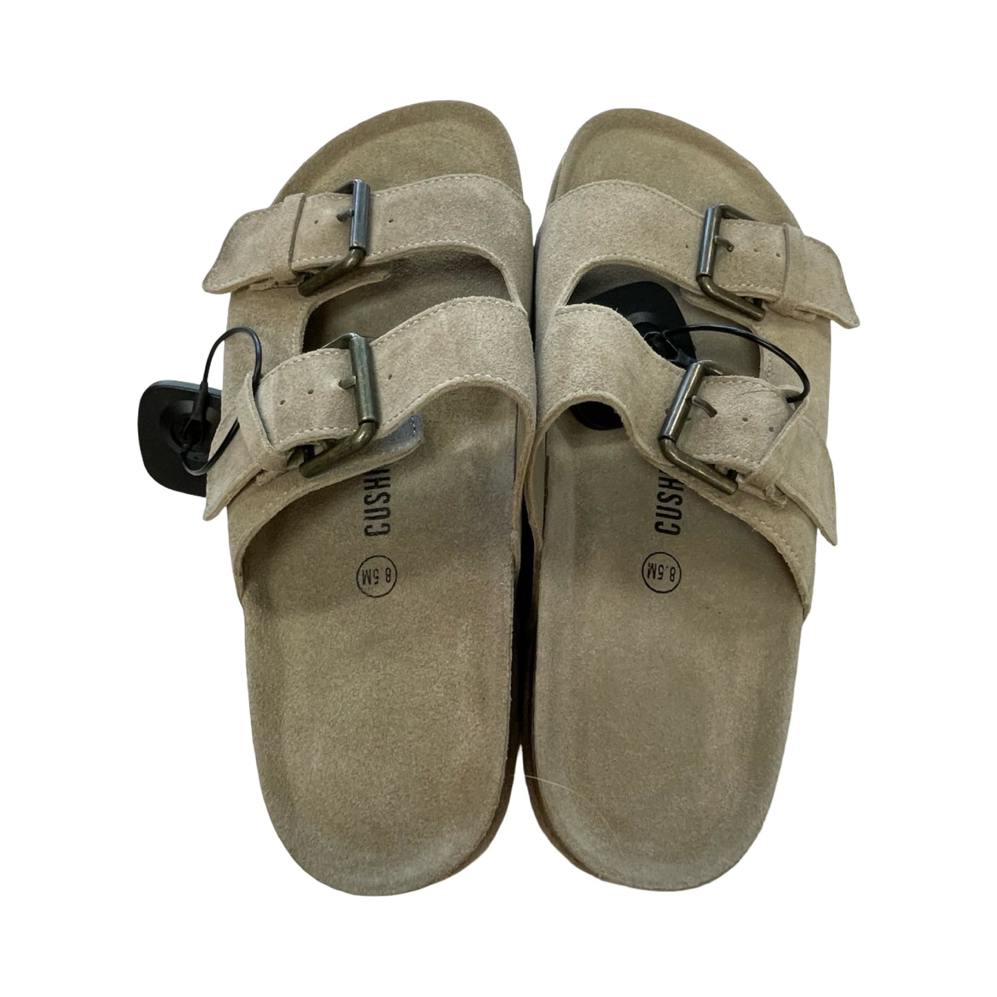 Sandals Heels Block By Cushionaire In Taupe, Size:8.5