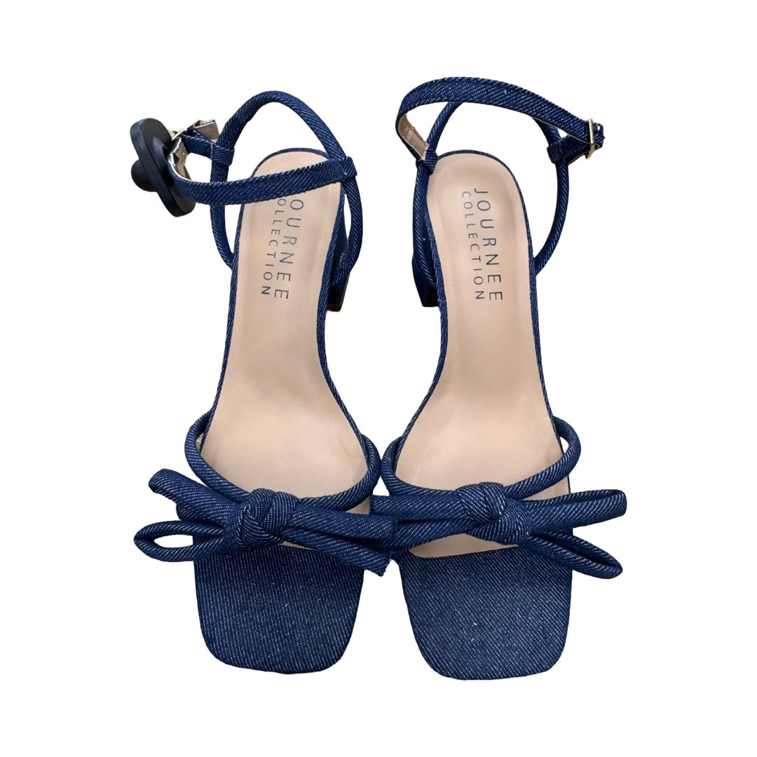 Sandals Heels Block By Journee In Blue, Size:6