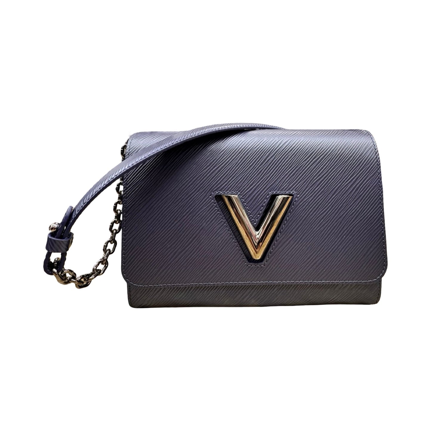 Epi Twist Handbag Luxury Designer By Louis Vuitton In Blue, Size:Medium (MM)