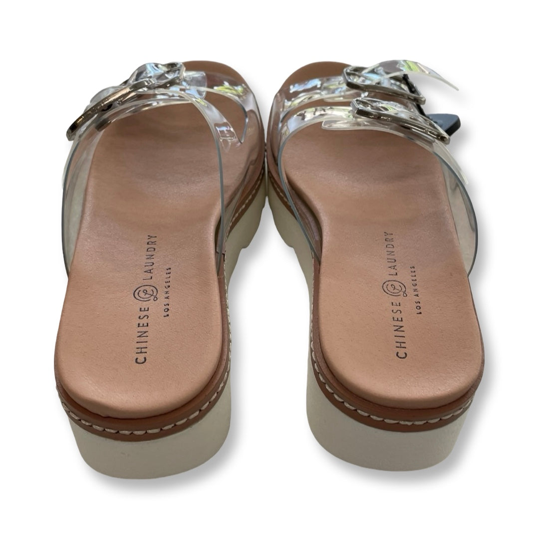 Sandals Heels Block By Chinese Laundry In Tan, Size:7.5