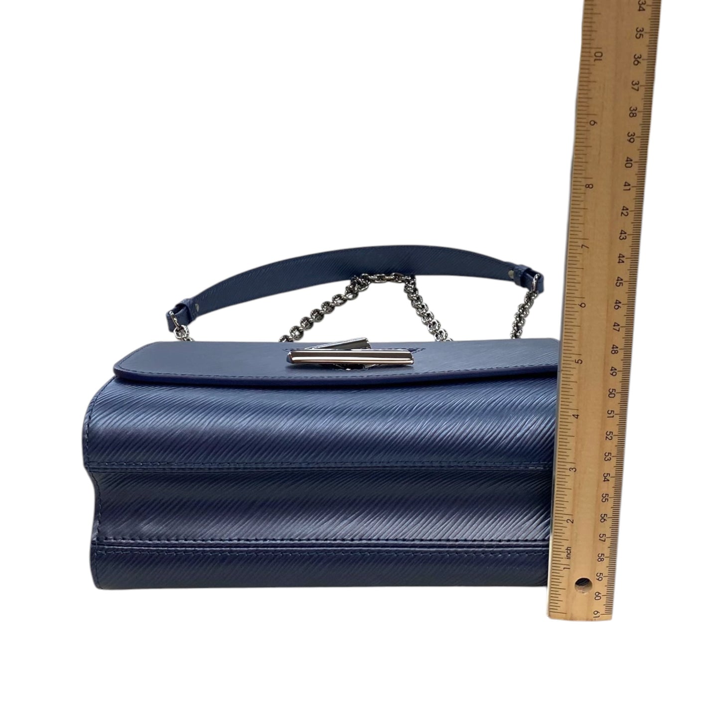 Epi Twist Handbag Luxury Designer By Louis Vuitton In Blue, Size:Medium (MM)