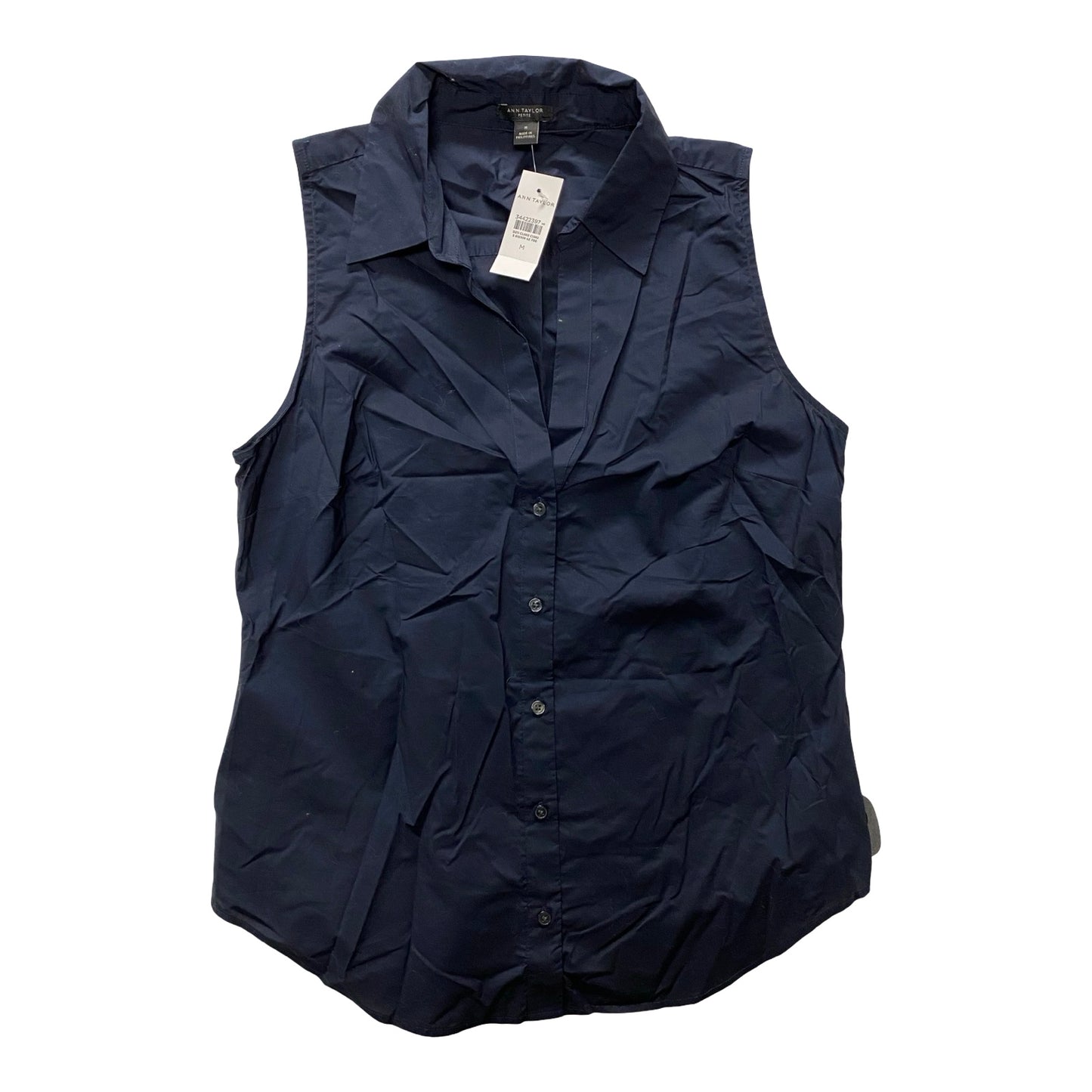 Top Sleeveless By Ann Taylor In Navy, Size:M
