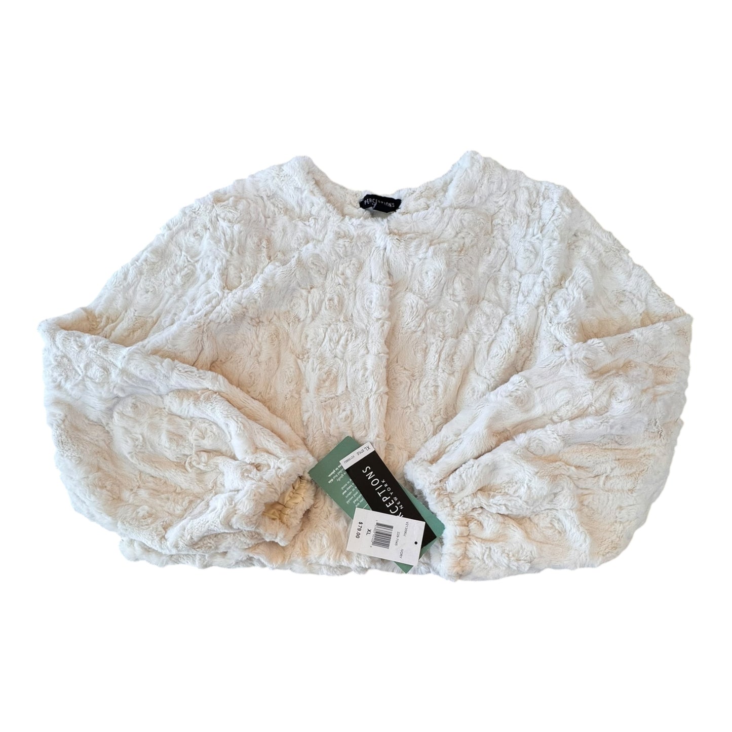 Sweater Cardigan By Perceptions In Cream, Size:Xl