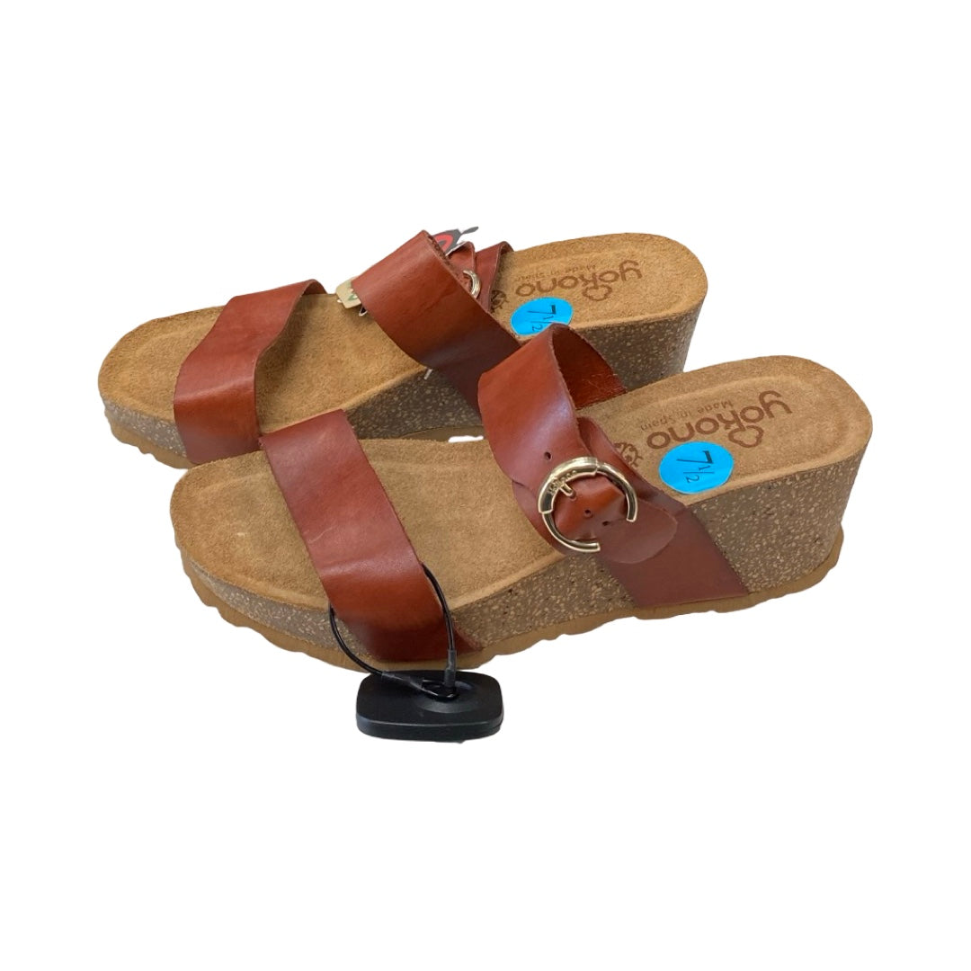 Sandals Heels Block By Cmc In Brown, Size:7.5