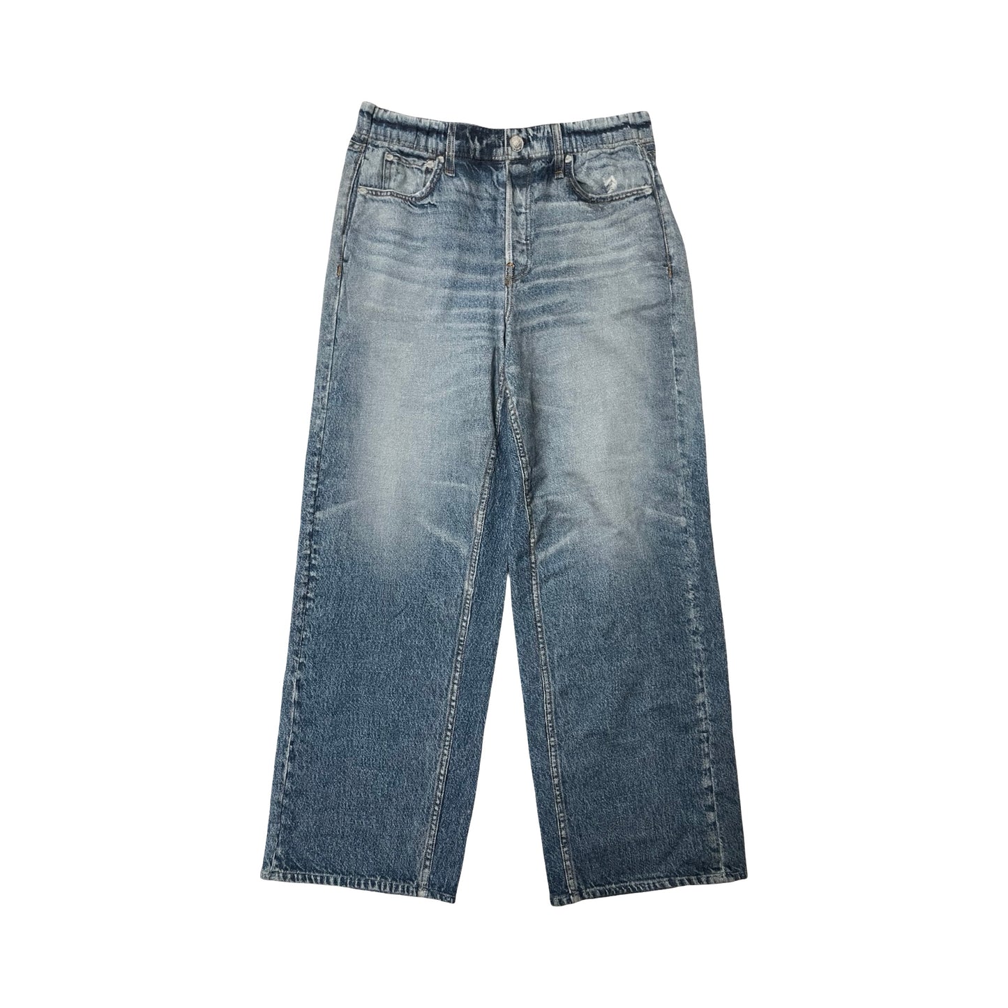 Jeans Wide Leg By Rag And Bone In Blue Denim, Size:M