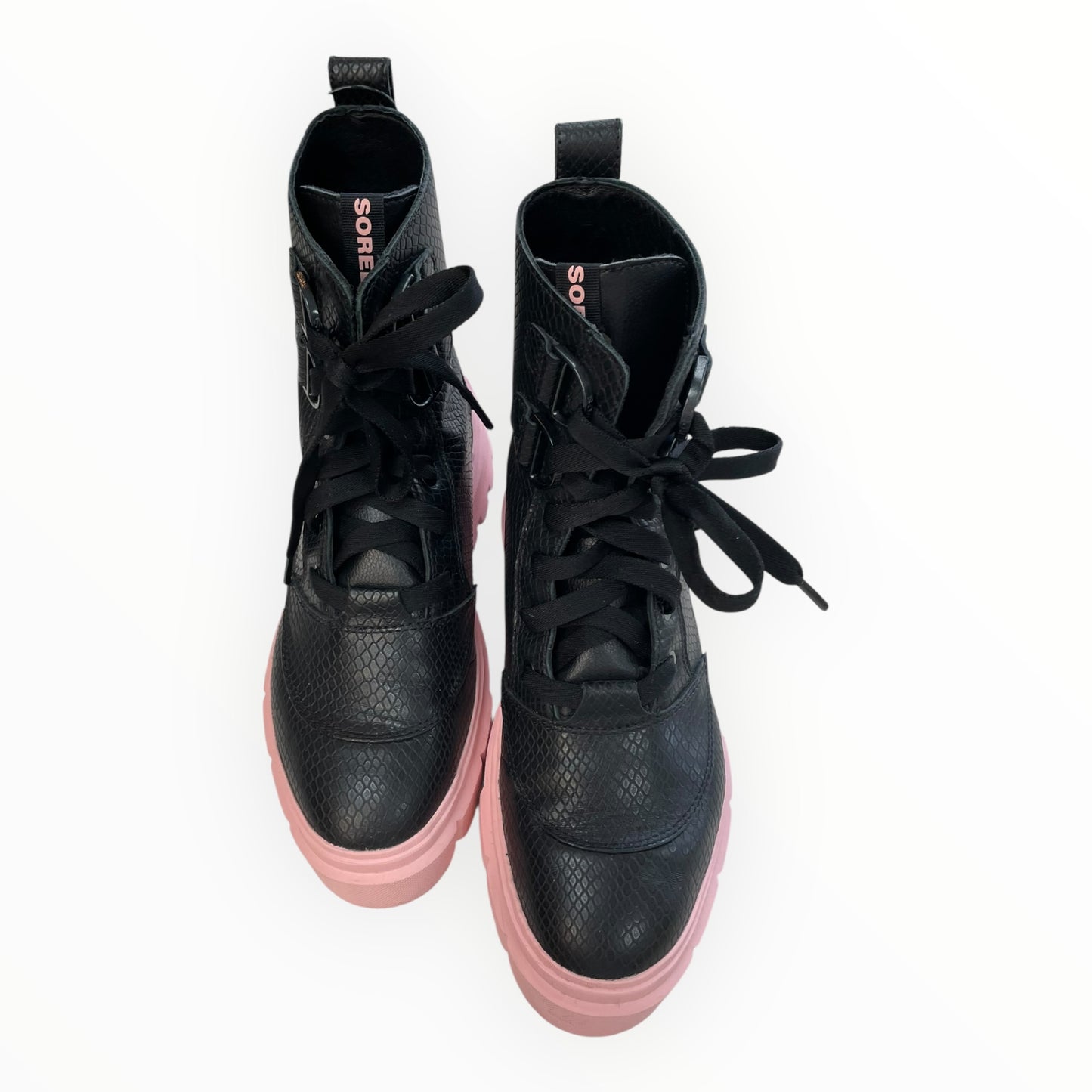 Boots Designer By Sorel In Black & Pink, Size:8.5
