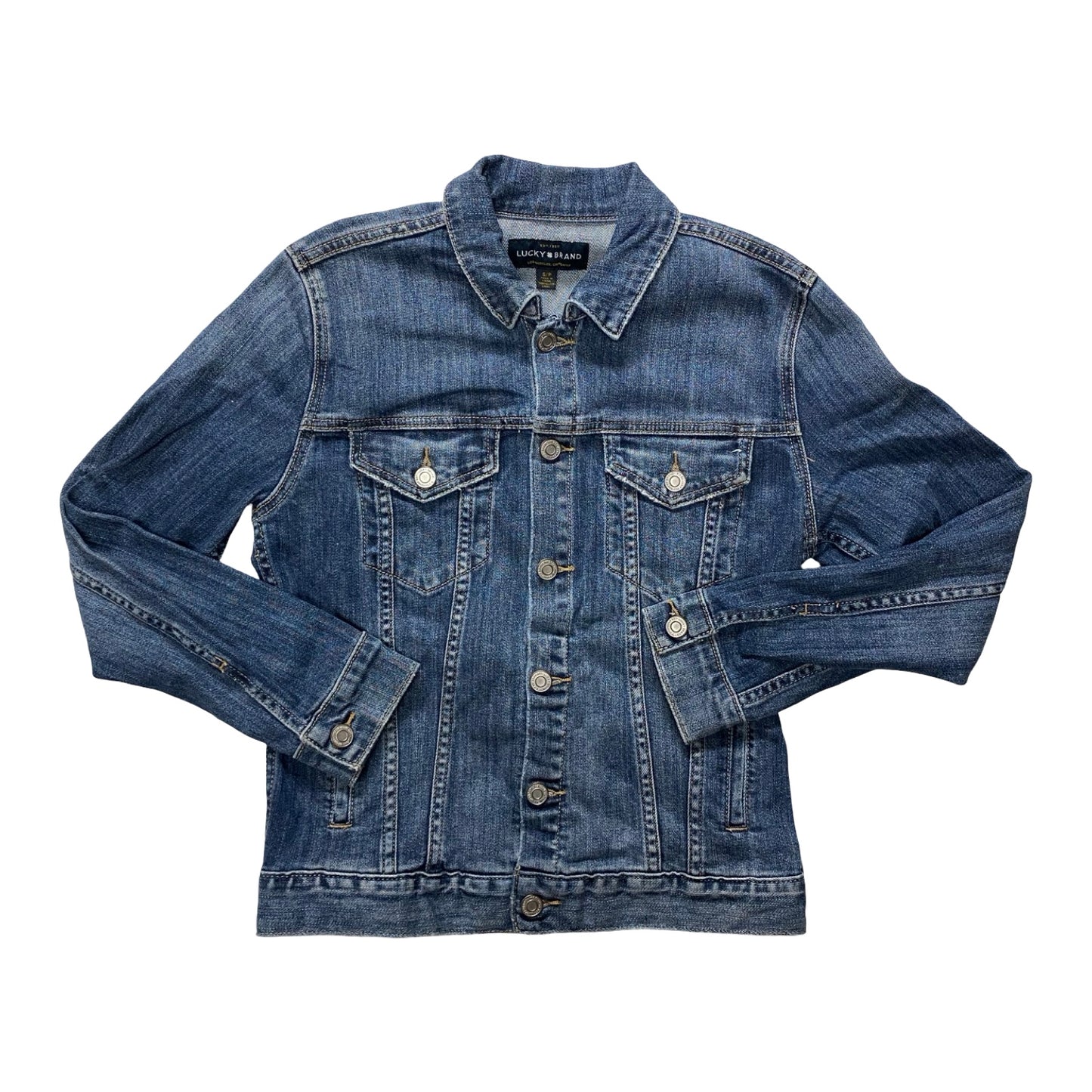 Jacket Denim By Lucky Brand In Blue Denim, Size:S