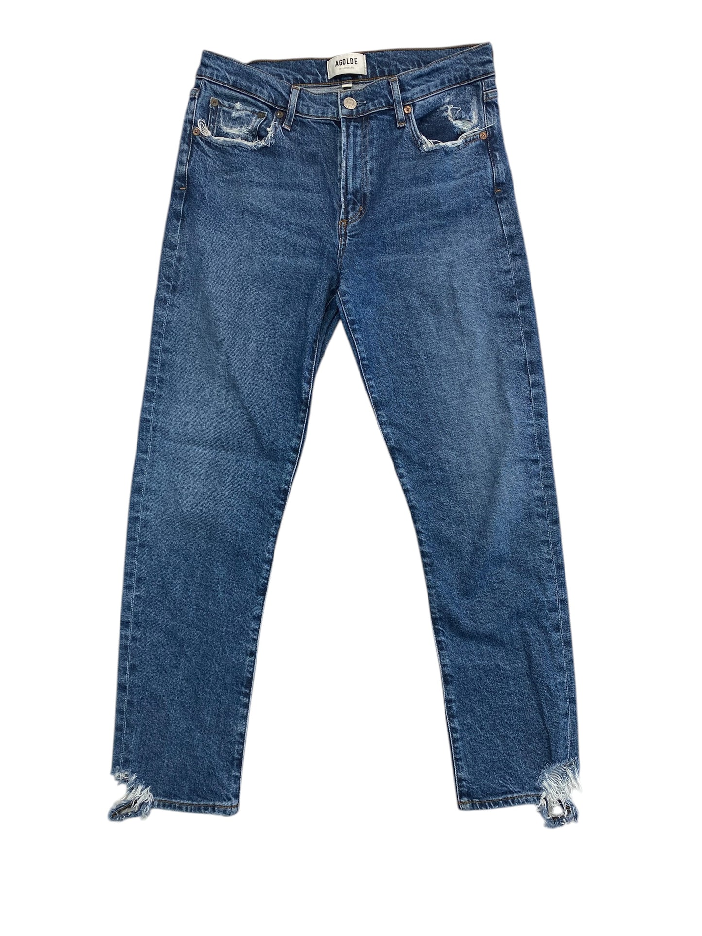 Jeans Straight By Agolde In Blue Denim, Size:6
