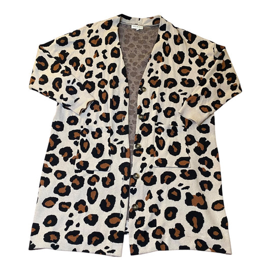 Sweater Cardigan By Skies Are Blue In Animal Print, Size:2X