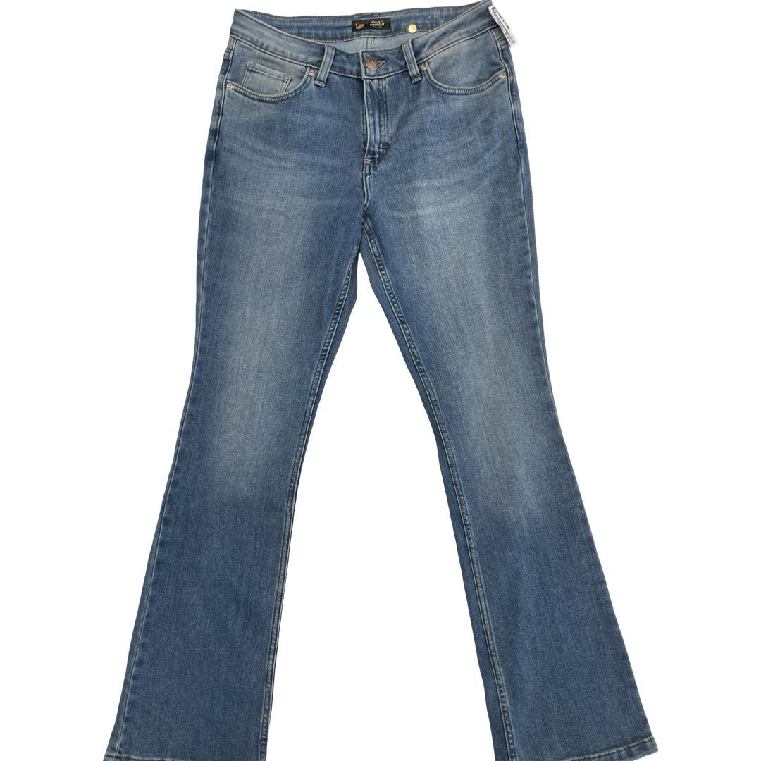 Jeans Flared By Lee In Blue Denim, Size:6