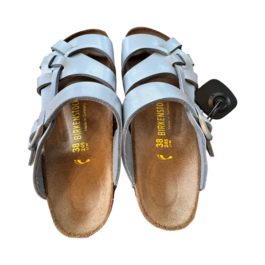 Sandals Designer By Birkenstock In Silver, Size:7