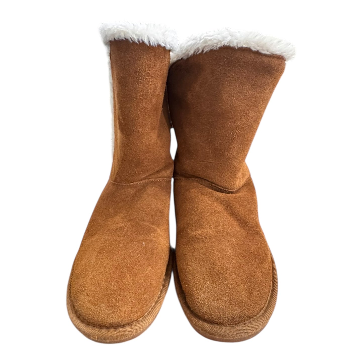 Boots Mid-Calf Flats By Minnetonka In Brown, Size:8