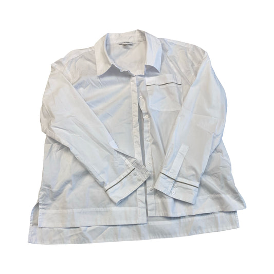 Blouse Ls By Calvin Klein In Silver & White, Size:L