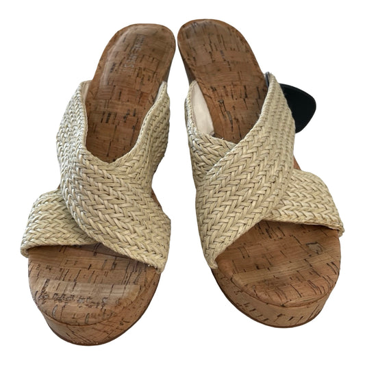 Sandals Heels Wedge By Nine West In Tan, Size:9