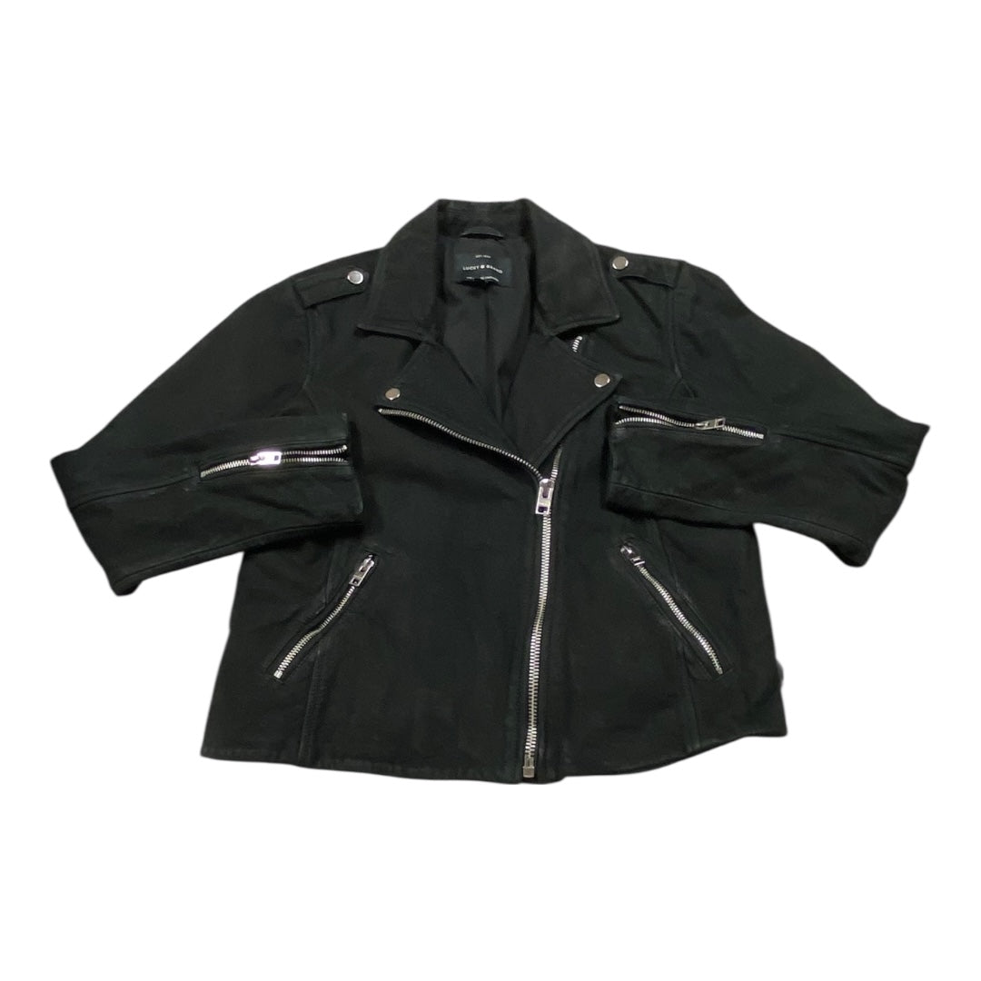 Jacket Moto Leather By Lucky Brand In Black, Size:L