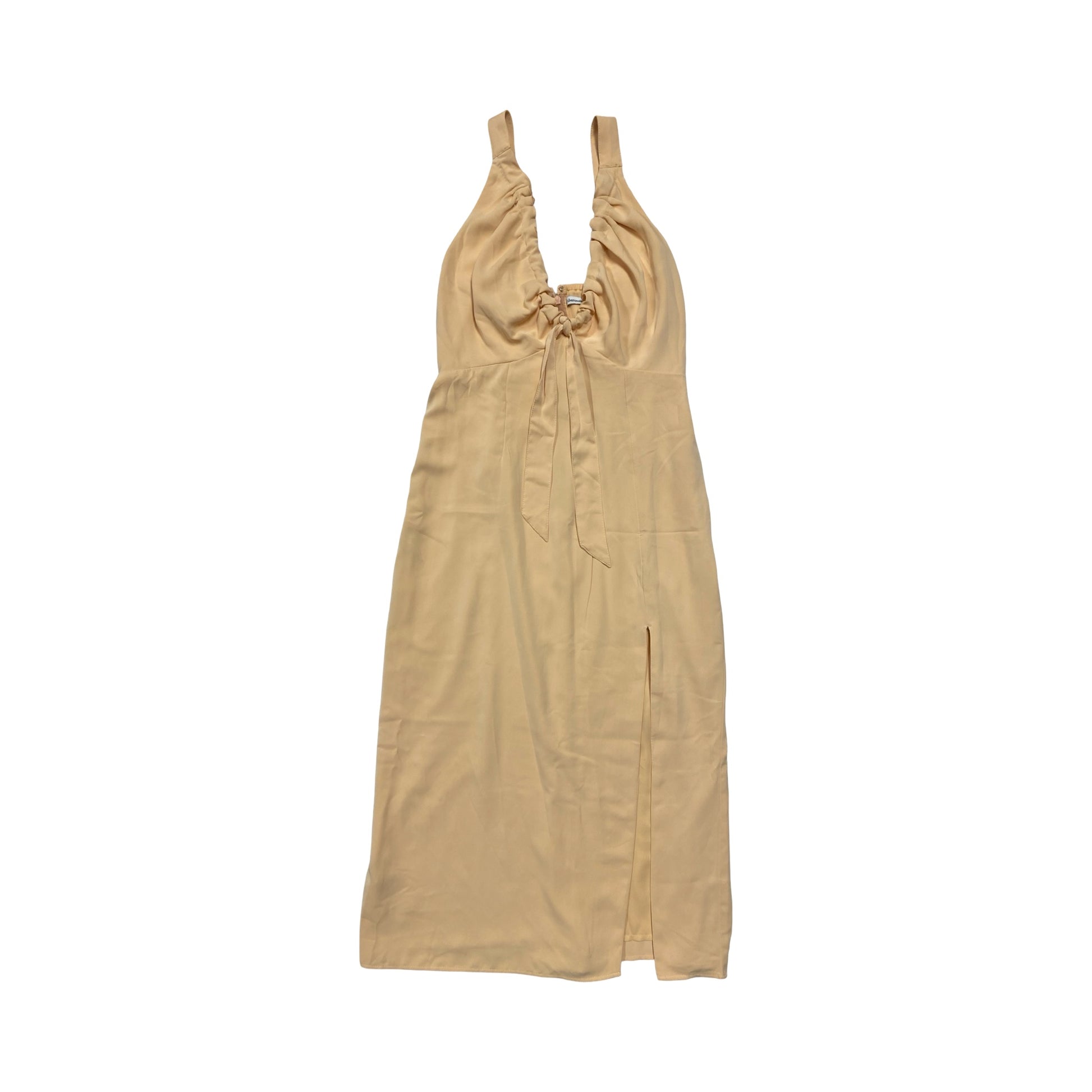 abercrombie yellow dress Women's Flowy Tiered Maxi Plunge Cowl Back Maxi Dress