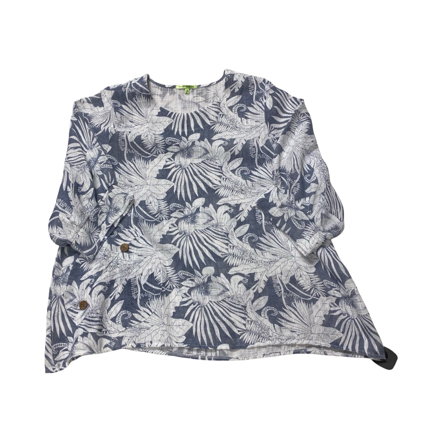 Top Ls By Cmc In Blue & White, Size:1X