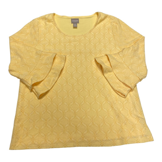 Top 3/4 Sleeve By Chicos In Yellow, Size:L