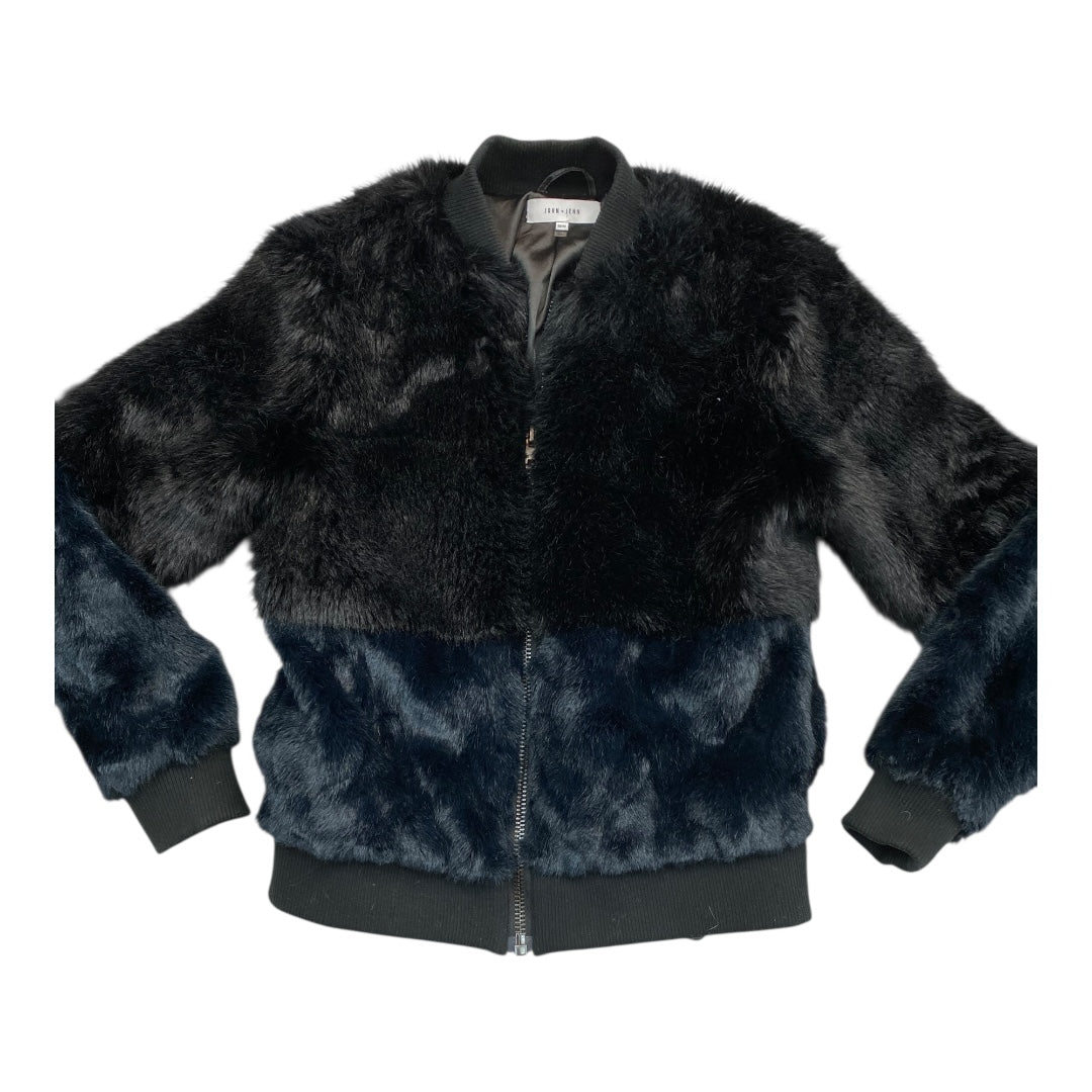 Coat Faux Fur & Sherpa By John + Jenn In Black & Blue, Size:M
