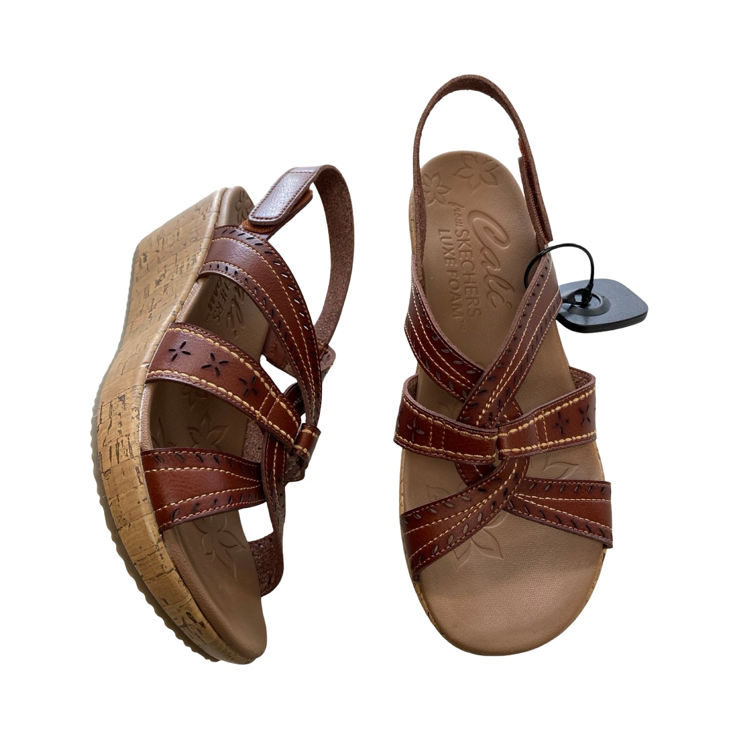 Sandals Heels Wedge By Skechers In Tan, Size:8