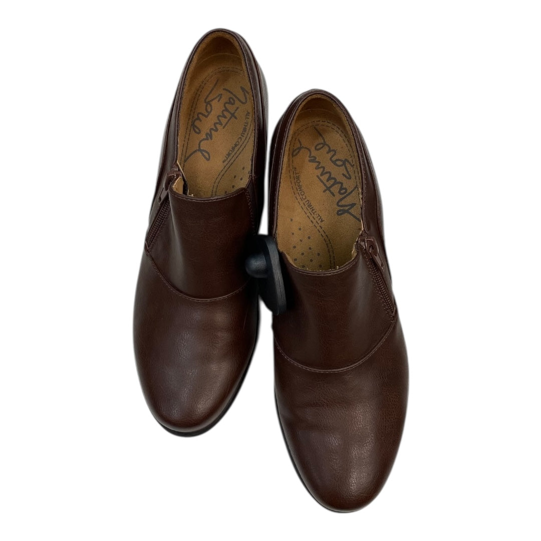 Boots Ankle Heels By Natural Soul In Brown, Size:8.5