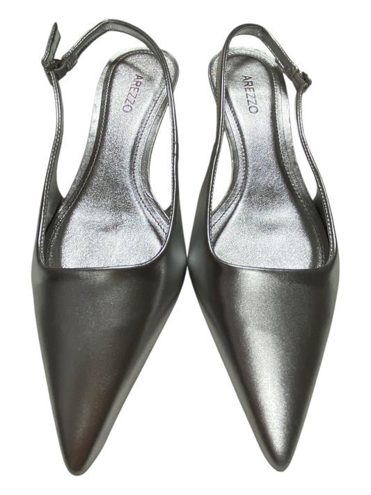 Sandals Heels Kitten By Cmc In Silver, Size:7