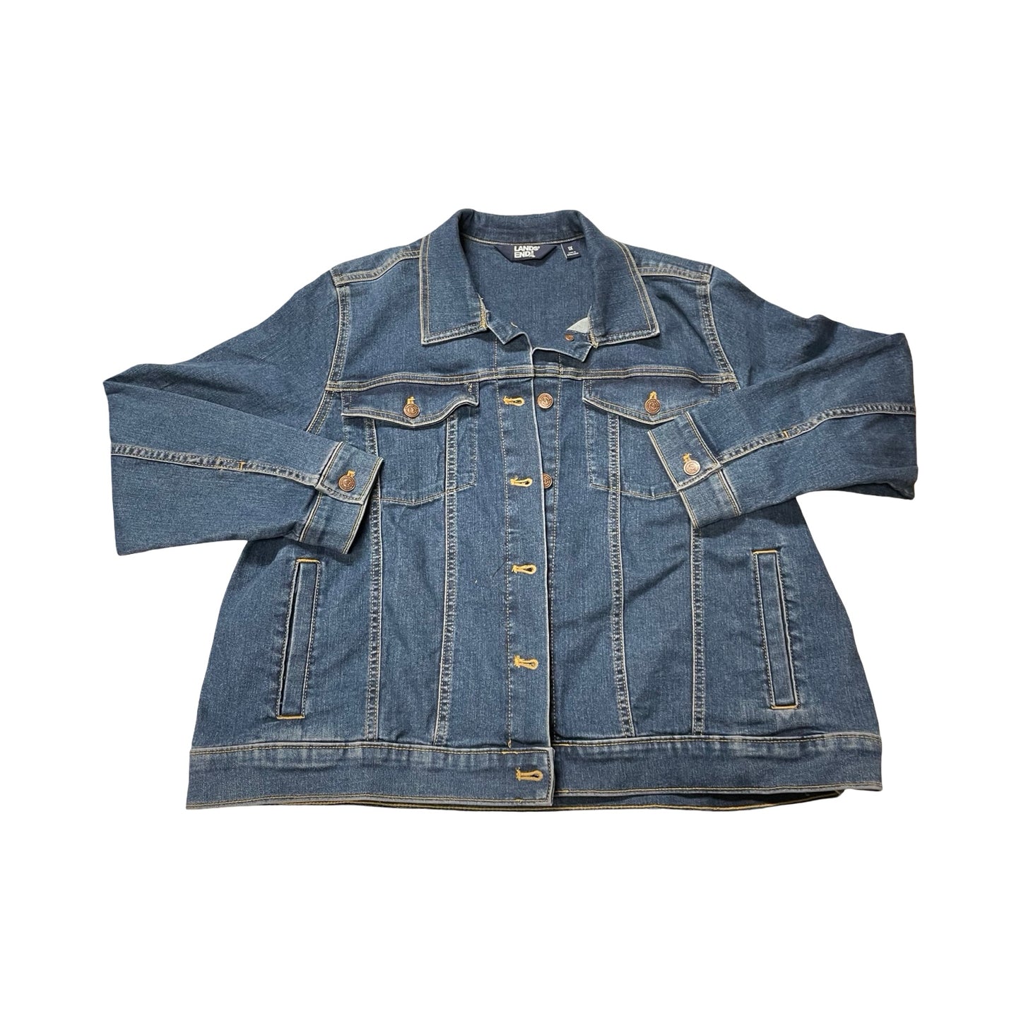 Jacket Denim By Lands End In Blue, Size:1X