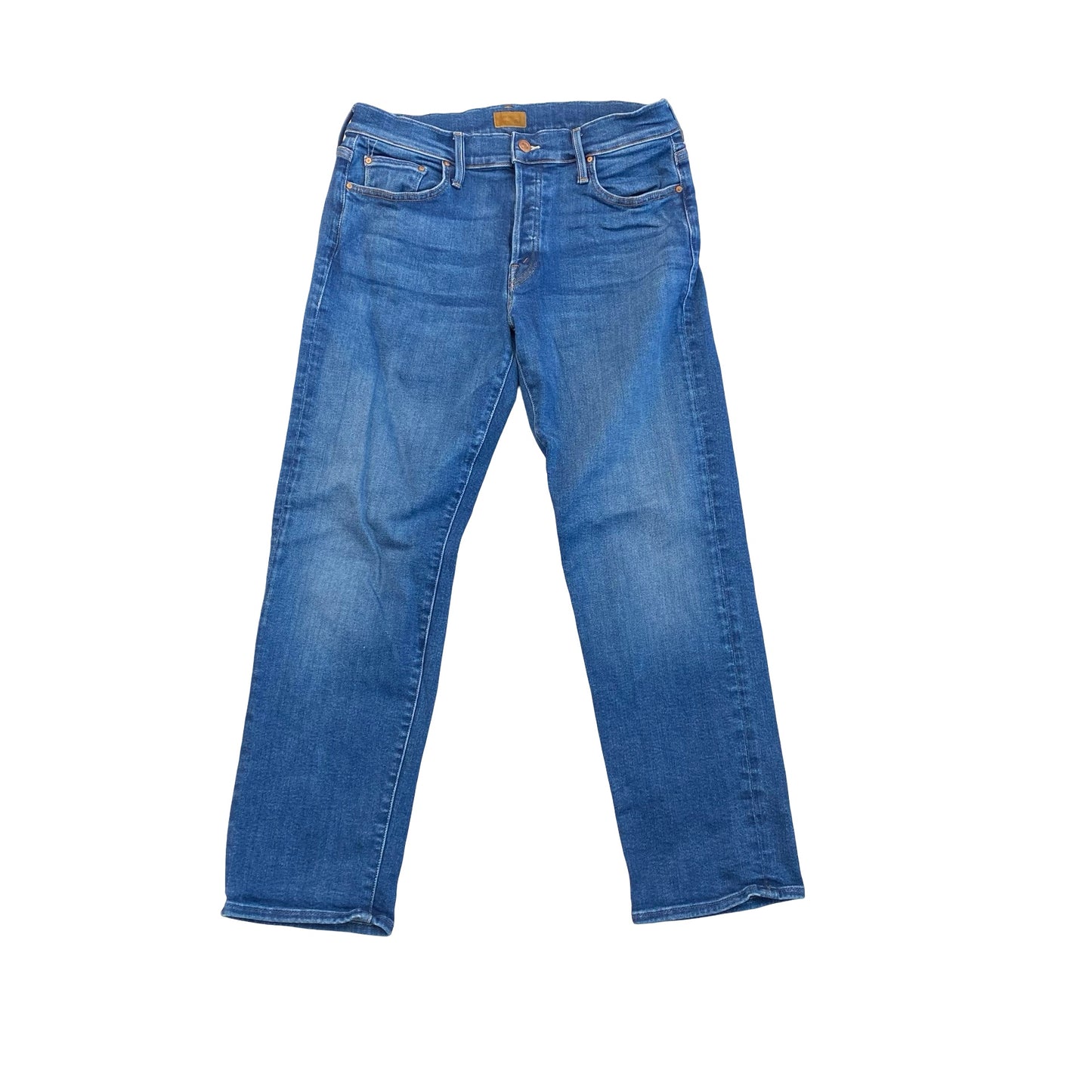 Jeans Straight By Mother In Blue Denim, Size:12