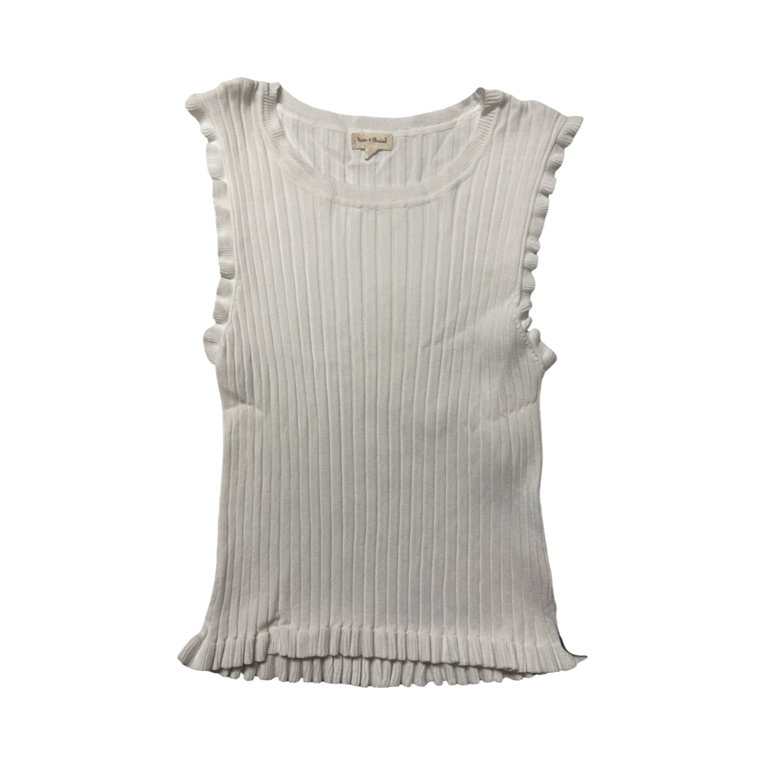 Top Sleeveless By Hem & Thread In White, Size:L