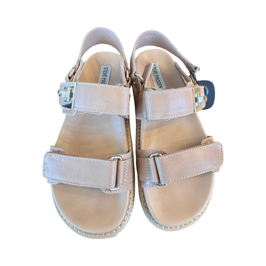 Sandals Heels Block By Steve Madden In Tan, Size:6.5