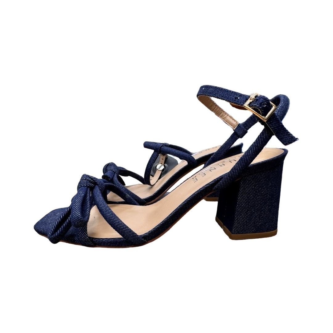 Sandals Heels Block By Journee In Blue, Size:6