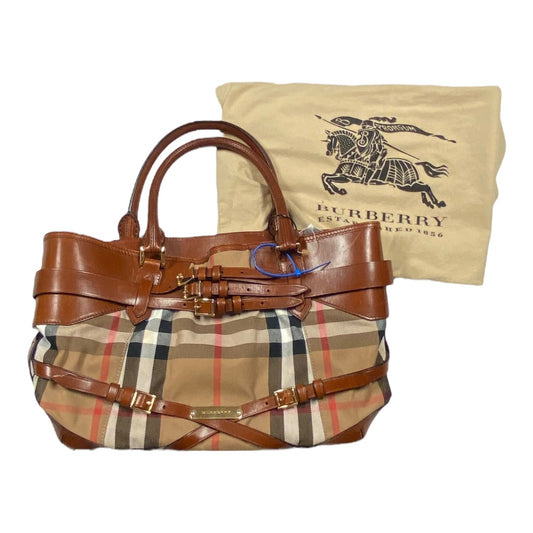 Handbag Luxury Designer By Burberry In Plaid Pattern, Size:Large
