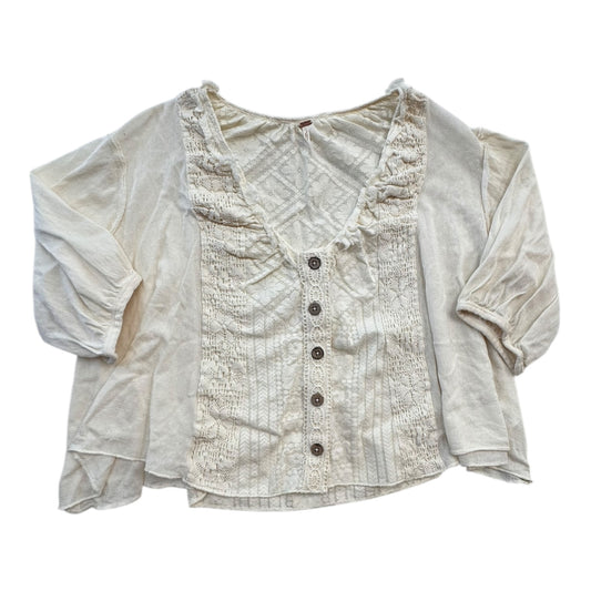 Top 3/4 Sleeve By Free People In Cream, Size:Xs