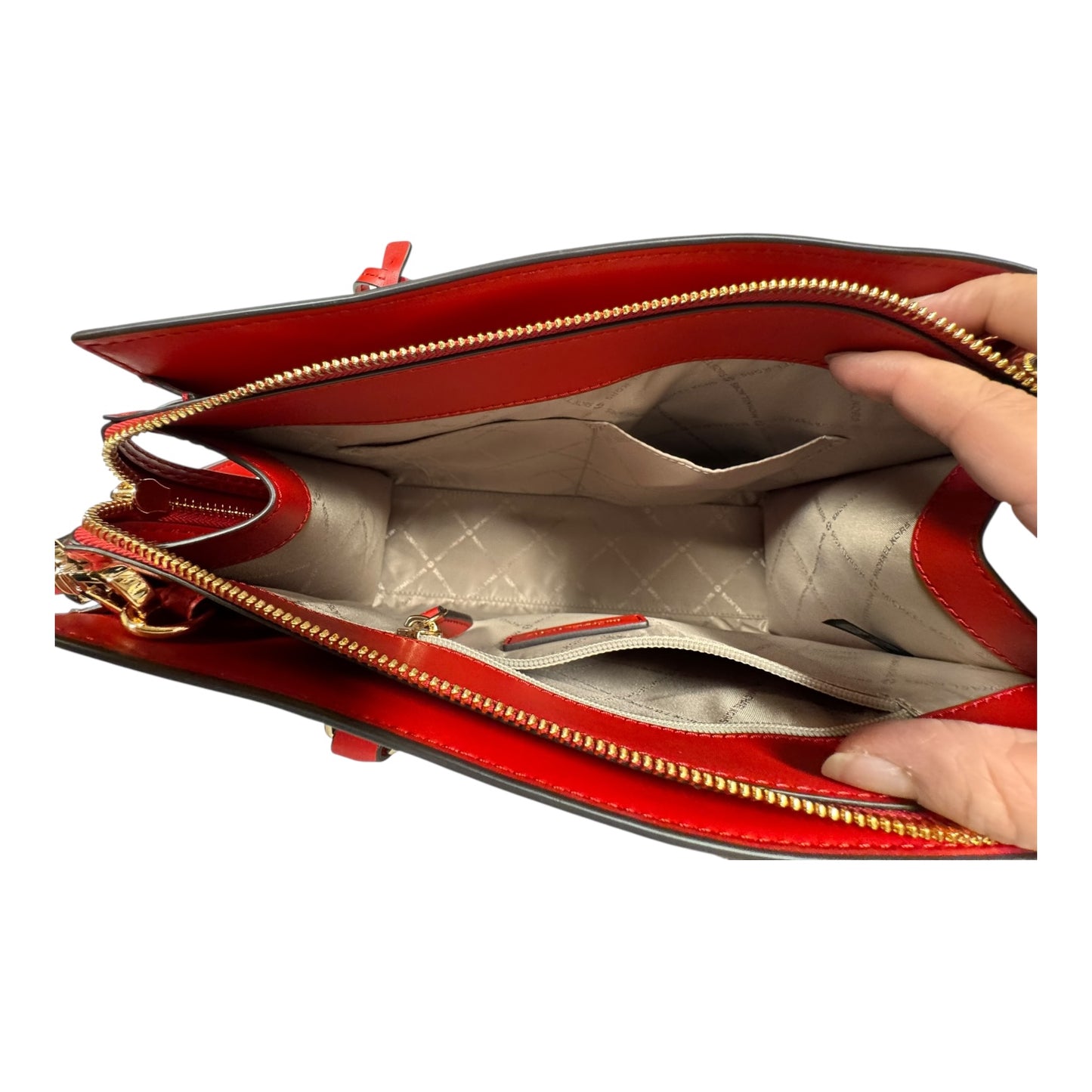 Handbag Designer By Michael Kors In Red, Size:Medium
