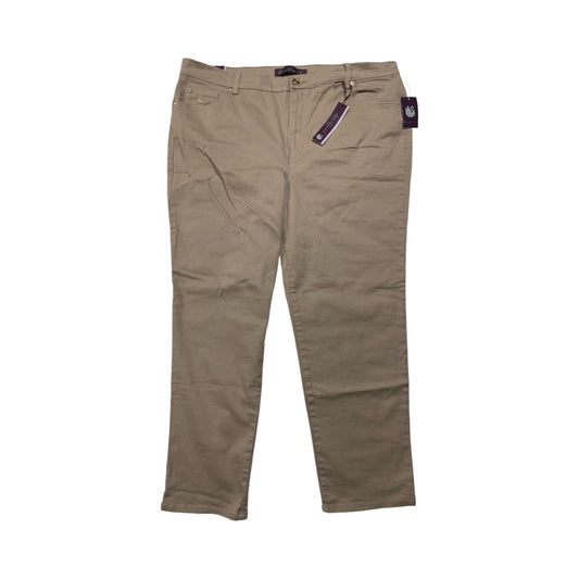 Jeans Straight By Gloria Vanderbilt In Taupe, Size:18