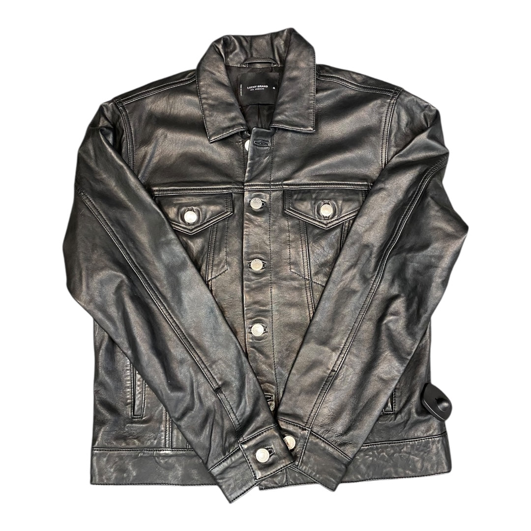 Jacket Leather By Lucky Brand In Black, Size:M