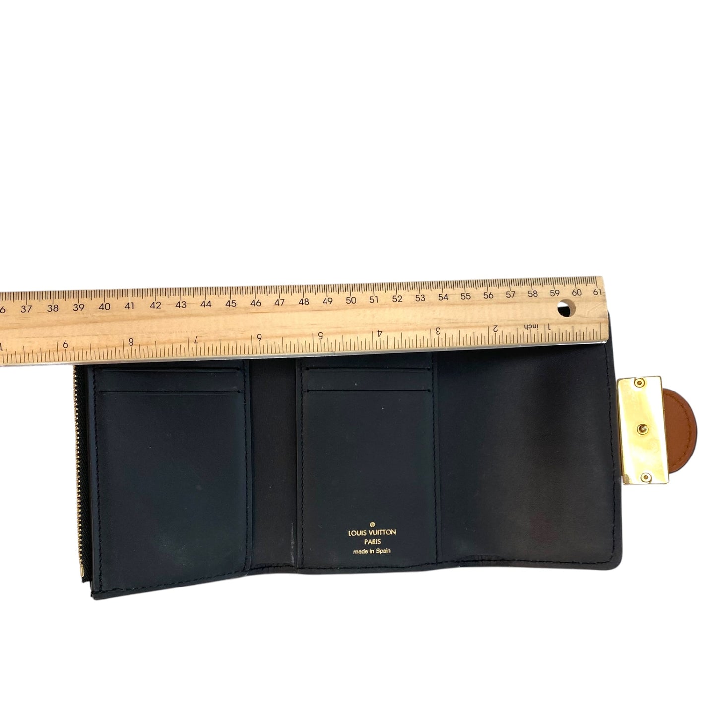 Dauphine Compact Wallet Luxury Designer By Louis Vuitton In Brown & Gold, Size:Small