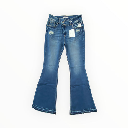 Jeans Flared By Kancan In Blue Denim, Size:8