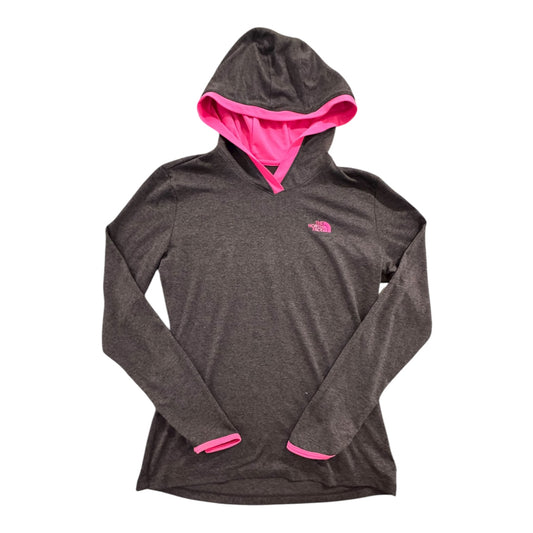 Athletic Top Ls Hoodie By The North Face In Grey & Pink, Size:Sp