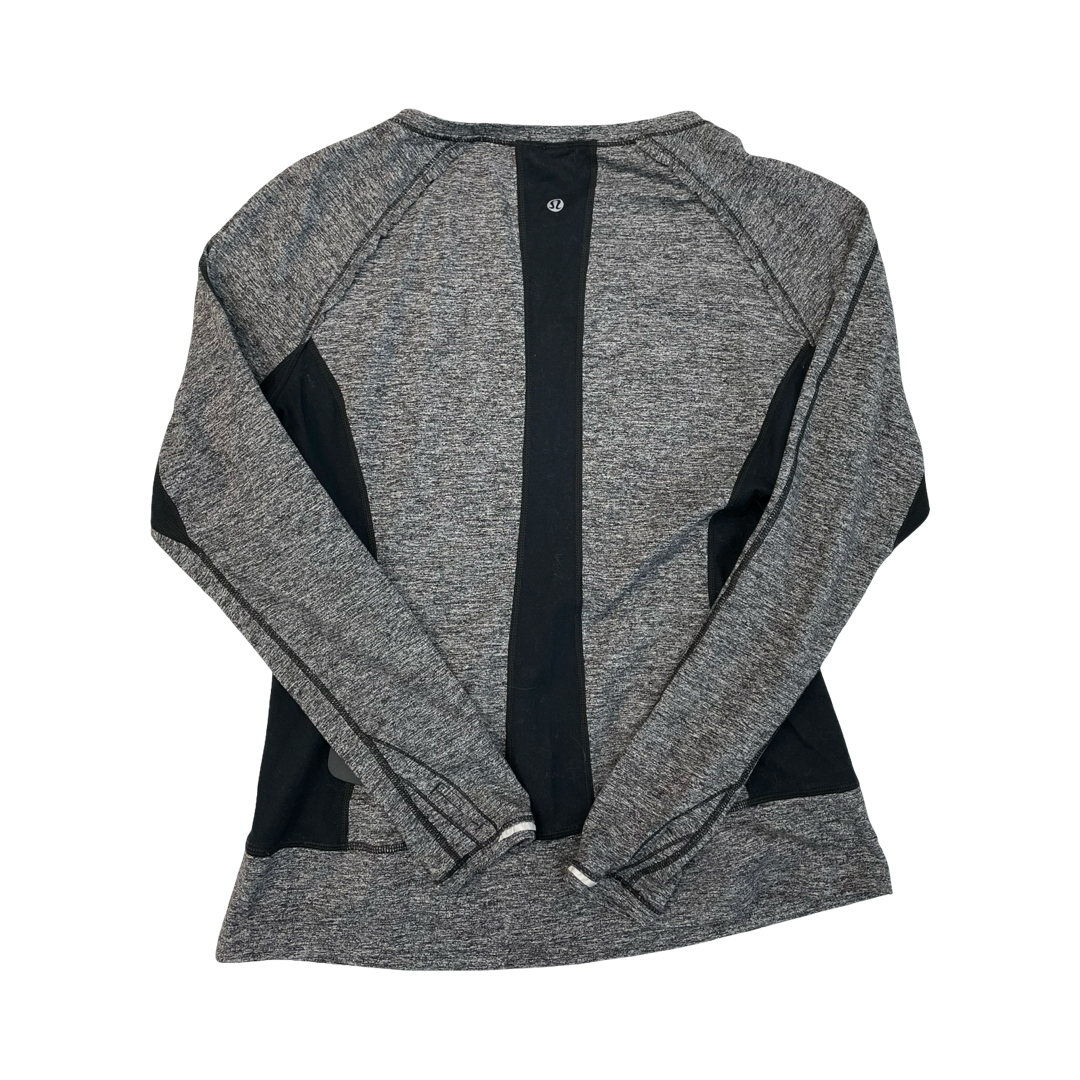 Athletic Top Ls Crewneck By Lululemon In Black & Grey, Size:10