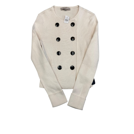 Sweater Cardigan By Loft In Ivory, Size:M