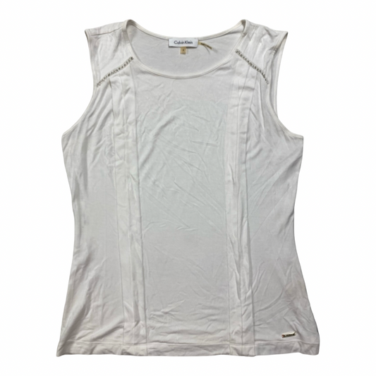 Top Sleeveless By Calvin Klein In White, Size:S