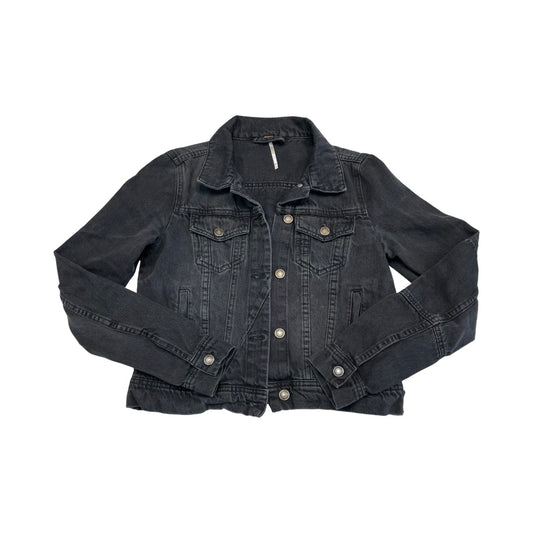 Jacket Denim By Free People In Black Denim, Size:Xs
