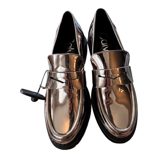 Shoes Heels Block By Calvin Klein In Silver, Size:6.5