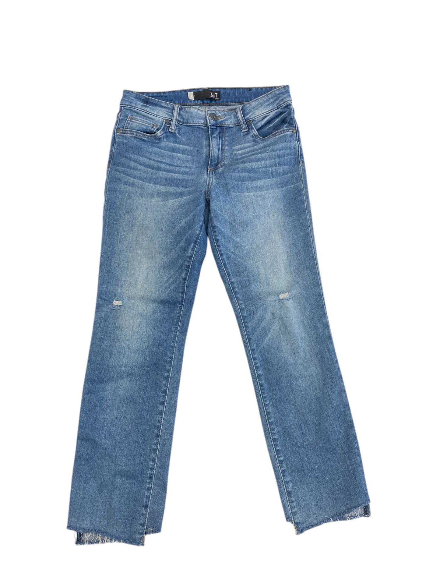 Jeans Straight By Kut In Blue Denim, Size:4