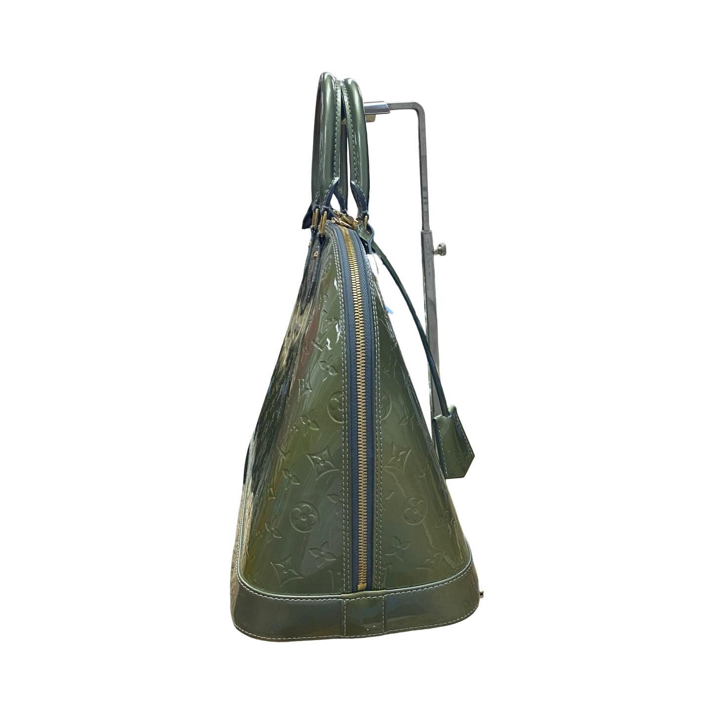 Handbag Luxury Designer By Louis Vuitton In Givre Green Monogram Vernis, Size:Large (GM)