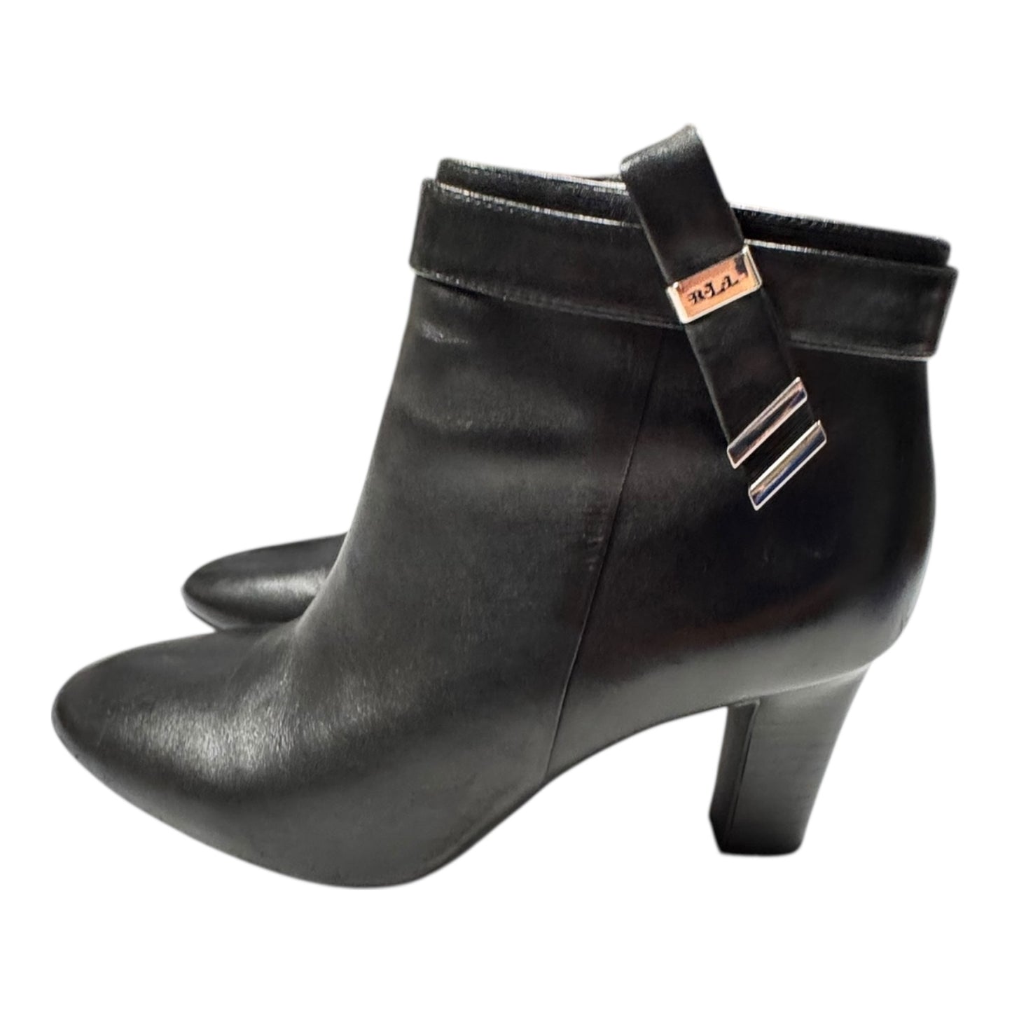 Boots Ankle Heels By Ralph Lauren In Black, Size:8.5