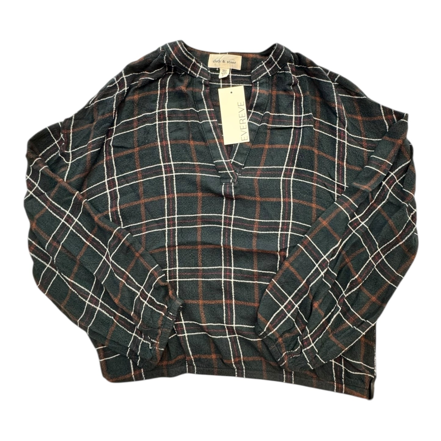 Top Ls By Cloth & Stone In Plaid Pattern, Size:S